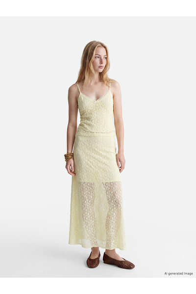 LC Waikiki Peak New Season Lace Piece Flared Skirt with Elastic Waist