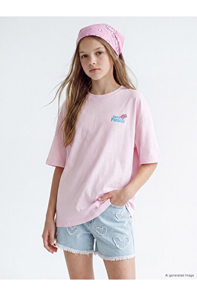 LC Waikiki Two Mt Shop Quality Loose Fit Printed Girls' T-Shirt