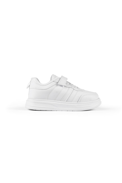Tonny Black Children's Unisex White Comfortable Fit Striped Velcro Sneaker
