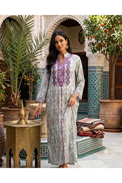 ROGINA جلابية نسائية بنقوش ناعمةوجذابة