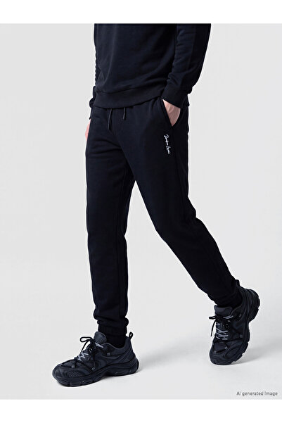 LC Waikiki Peak New Season Black Regular Fit Embroidered Men's Jogger Sweatpants