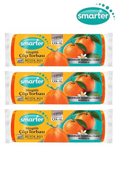 SMARTER 3 Adet Büyük Büzgülü Mandalina K. Çöp Torbası (Çöp Poşeti)