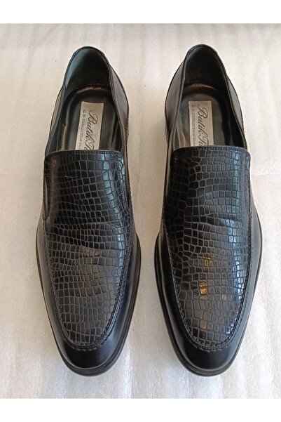 Butik Tülin Men's Genuine Cowhide Leather Analine Black Crocodile Print Combi...
