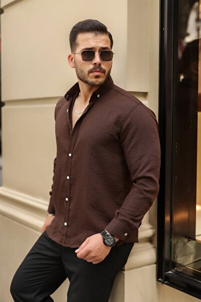 UFC 1985 TOP BRAND Men's Long Sleeve White Buttoned Pera Linen Shirt