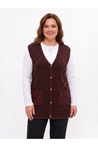 onno style women Patterned Steel Knit Classic Tricot Vest