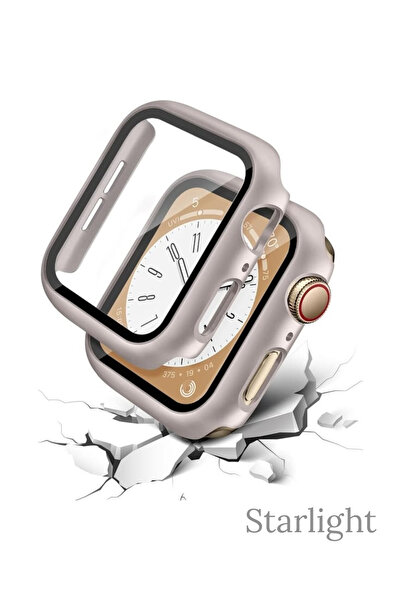 PSGT Apple Watch 40/41mm Uyumlu Kasa ve ekran koruyucu Starlight kılıf