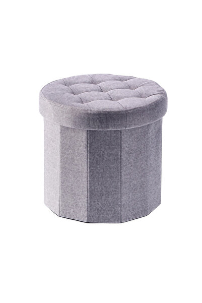 Decorer Taburet pliabil cu spațiu de depozitare textil gri Alma 38 x 36 cm