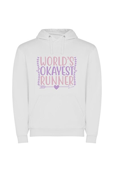 iLovePrints Ultimate Running Champion Φούτερ με κουκούλα σε χρώμα Λευκό
