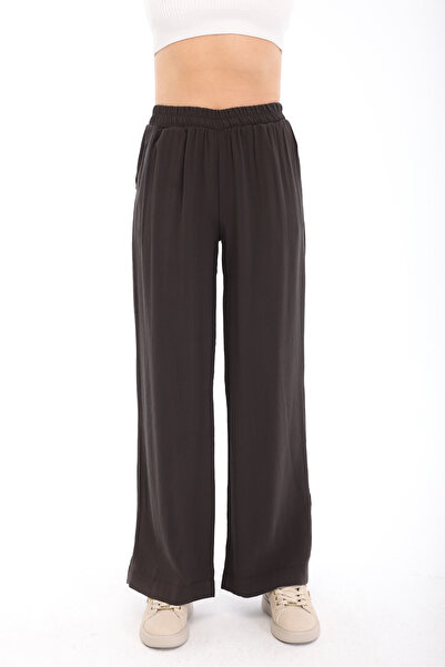blayn jeans Blayn Women's Brown Tencel Fabric High Waist Wide Leg Pants