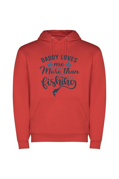 iLovePrints Daddy's Fishing Love: High-Quality Φούτερ με κουκούλα σε χρώμα Κό...