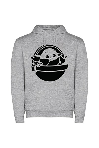 iLovePrints Bowl Baby Yoda Delight Φούτερ με κουκούλα σε χρώμα Γκρι