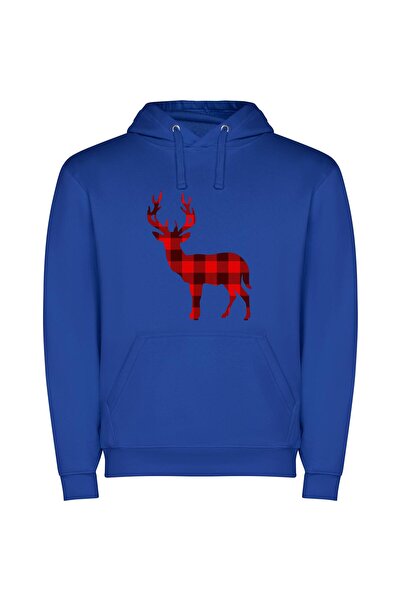 iLovePrints Plaid Deer Silhouette: Chic & Elegant Φούτερ με κουκούλα σε χρώμα...