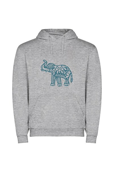iLovePrints Pristine Pachyderm Portrait Φούτερ με κουκούλα σε χρώμα Γκρι