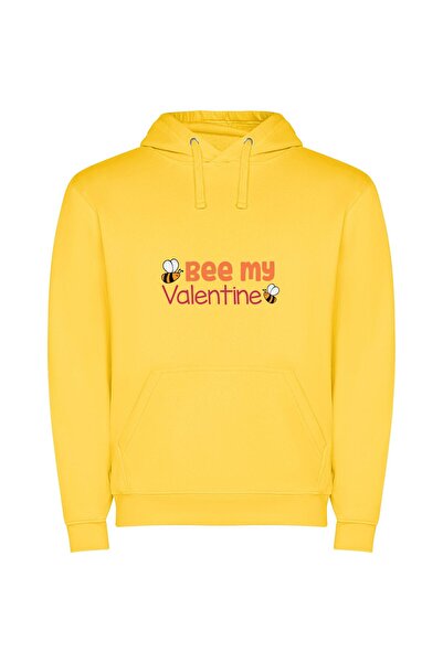 iLovePrints Beeing Love in February Φούτερ με κουκούλα σε χρώμα Κίτρινο