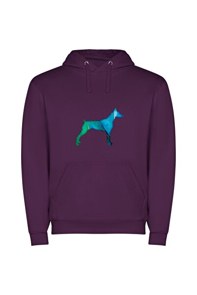 iLovePrints Colorful Canine Creations Φούτερ με κουκούλα σε χρώμα Μωβ
