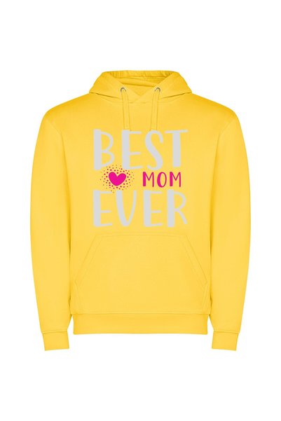 iLovePrints Everlasting Love: Best Mom Φούτερ με κουκούλα σε χρώμα Κίτρινο