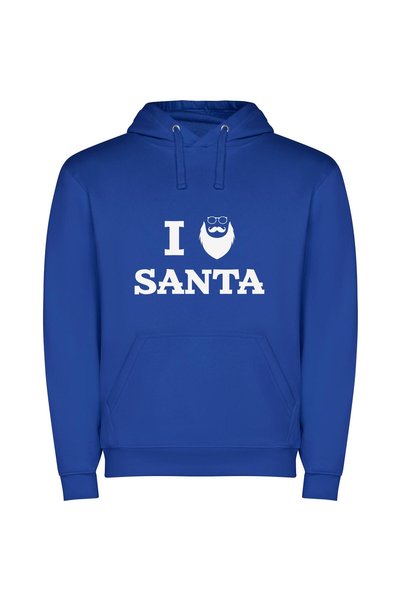 iLovePrints Elegant Santa Snapshot Φούτερ με κουκούλα σε χρώμα Μπλε
