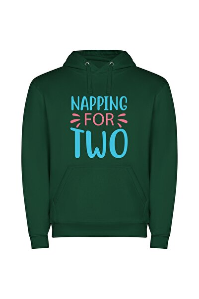 iLovePrints Dreamy Duo: Blissful Slumber Φούτερ με κουκούλα σε χρώμα Πράσινο