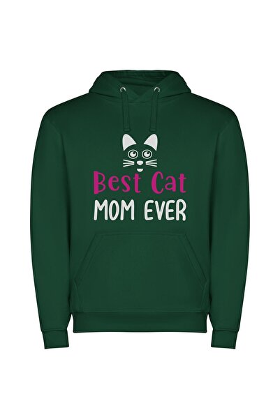 iLovePrints Purr-fect Feline Fantasia Φούτερ με κουκούλα σε χρώμα Πράσινο