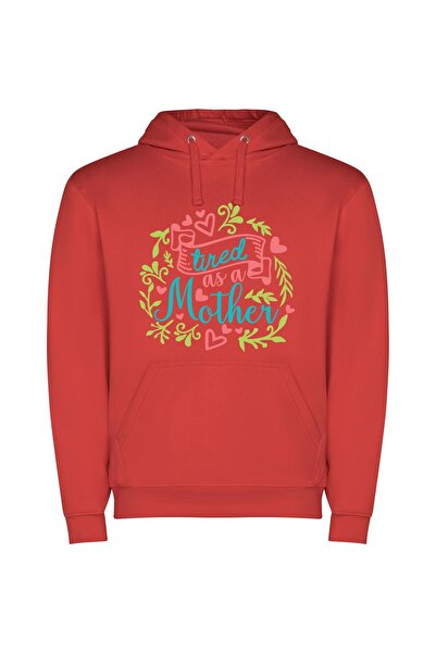 iLovePrints Mama's Endless Love Φούτερ με κουκούλα σε χρώμα Κόκκινο