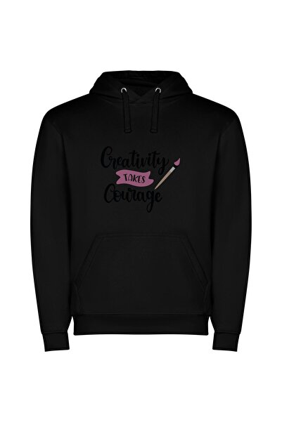 iLovePrints Courageous Creative Inspirations Φούτερ με κουκούλα σε χρώμα Μαύρο