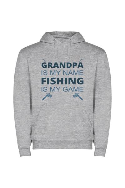 iLovePrints Glamorous Fishing Grandad Φούτερ με κουκούλα σε χρώμα Γκρι