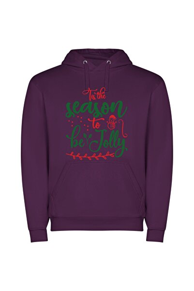 iLovePrints Jolly Holiday Greetings Φούτερ με κουκούλα σε χρώμα Μωβ