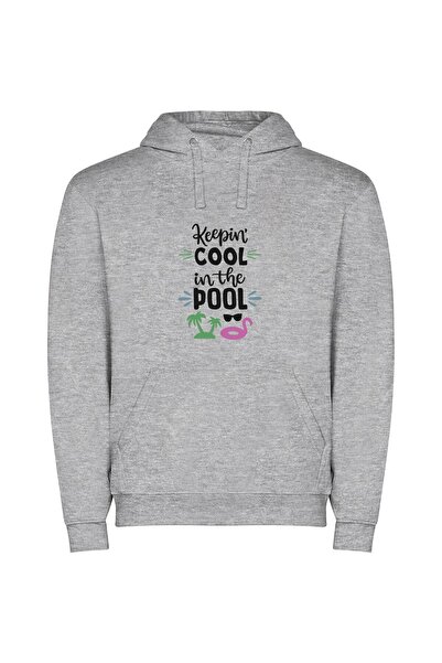 iLovePrints Cool by the Pool Φούτερ με κουκούλα σε χρώμα Γκρι