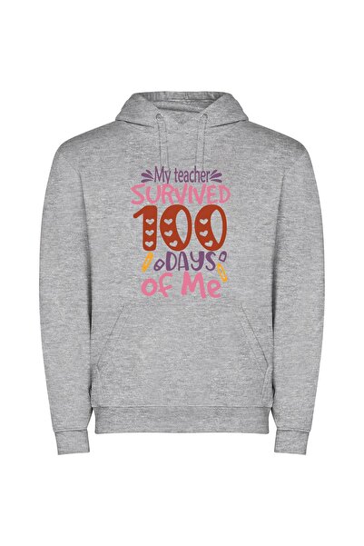 iLovePrints 100 Days: Teacher Triumphs Φούτερ με κουκούλα σε χρώμα Γκρι