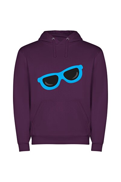 iLovePrints Blue Shades of Style Φούτερ με κουκούλα σε χρώμα Μωβ