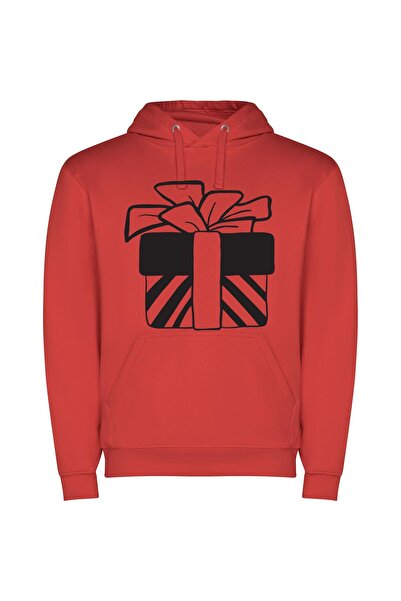 iLovePrints Monochrome Gift Extravaganza Φούτερ με κουκούλα σε χρώμα Κόκκινο