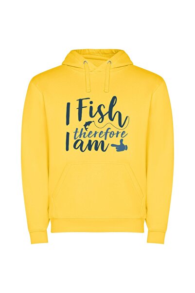 iLovePrints Fishing: Fluid Identity Embraced Φούτερ με κουκούλα σε χρώμα Κίτρινο