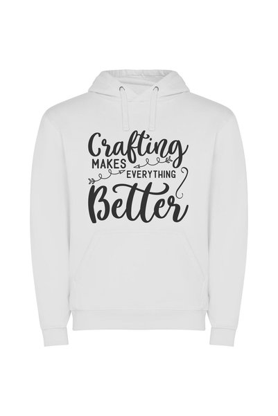 iLovePrints Crafting Wonders Unleashed Φούτερ με κουκούλα σε χρώμα Λευκό