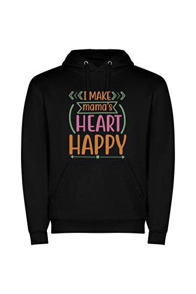 iLovePrints Mama's Blissful Heart Φούτερ με κουκούλα σε χρώμα Μαύρο