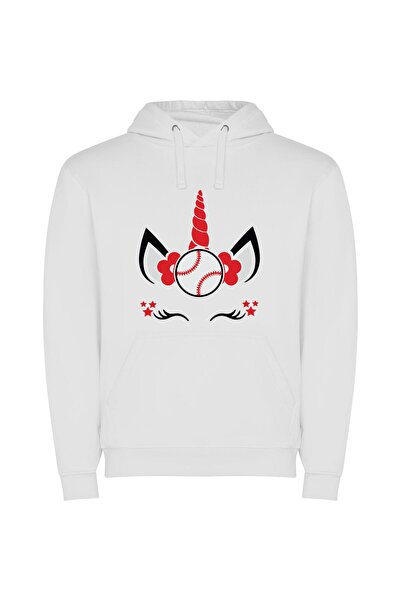 iLovePrints Enchanted Sports Team Mascot Φούτερ με κουκούλα σε χρώμα Λευκό