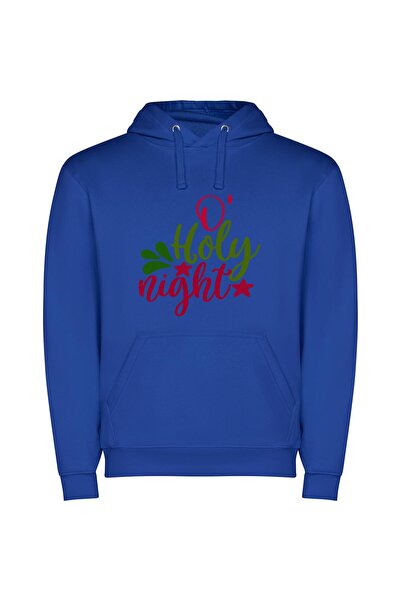 iLovePrints Merry Holly Night Spectacle Φούτερ με κουκούλα σε χρώμα Μπλε