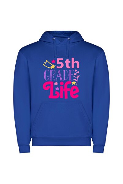 iLovePrints Vibrant 5th Grade Adventures Φούτερ με κουκούλα σε χρώμα Μπλε