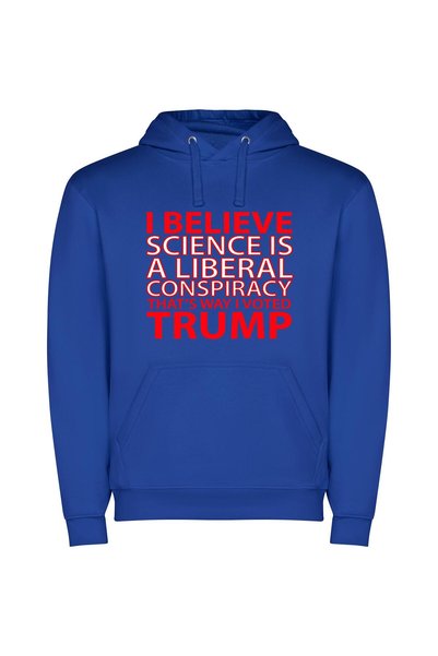 iLovePrints Trump's Science Conspiracy Unveiled Φούτερ με κουκούλα σε χρώμα Μπλε