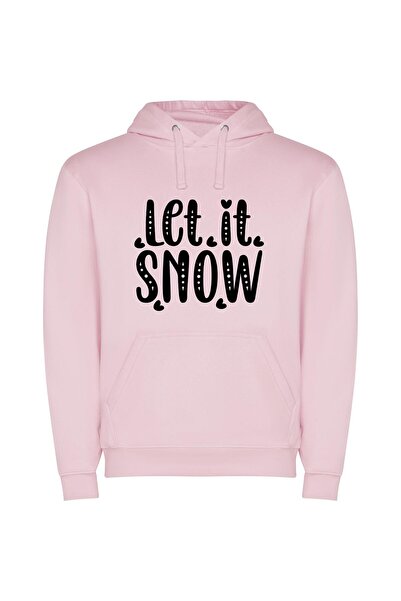 iLovePrints Snowflakes and Winter Glow Φούτερ με κουκούλα σε χρώμα Ροζ
