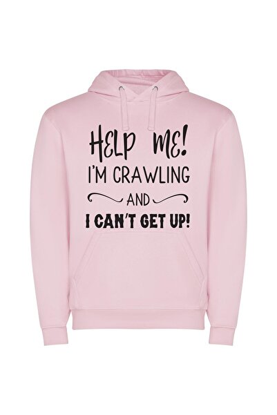 iLovePrints Helpless Ground Crawl Φούτερ με κουκούλα σε χρώμα Ροζ