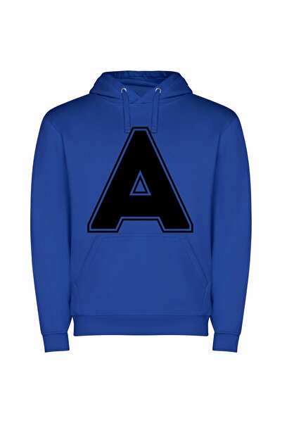 iLovePrints Monochrome Alpha Logo Φούτερ με κουκούλα σε χρώμα Μπλε