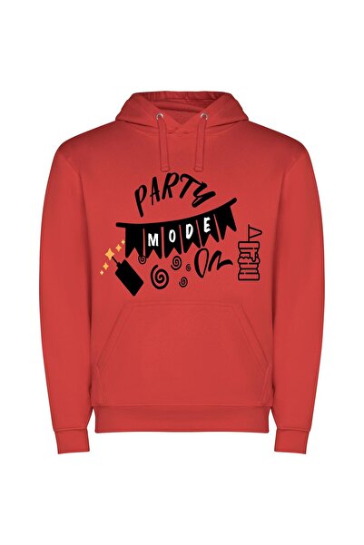 iLovePrints Chic Noir Party Glam Φούτερ με κουκούλα σε χρώμα Κόκκινο