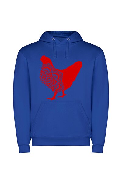iLovePrints Scarlet Silhouette: Avian Elegance Φούτερ με κουκούλα σε χρώμα Μπλε