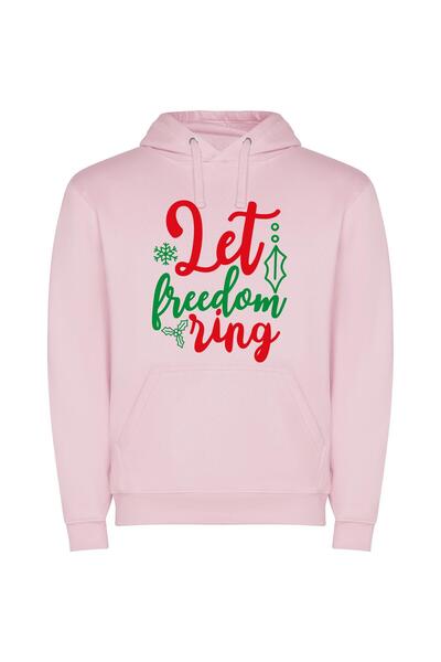 iLovePrints Festive Freedom Lettering Φούτερ με κουκούλα σε χρώμα Ροζ