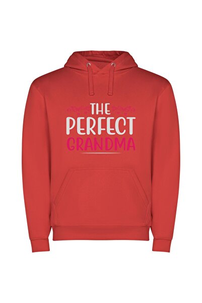 iLovePrints Perfect Pink Grandma Design Φούτερ με κουκούλα σε χρώμα Κόκκινο