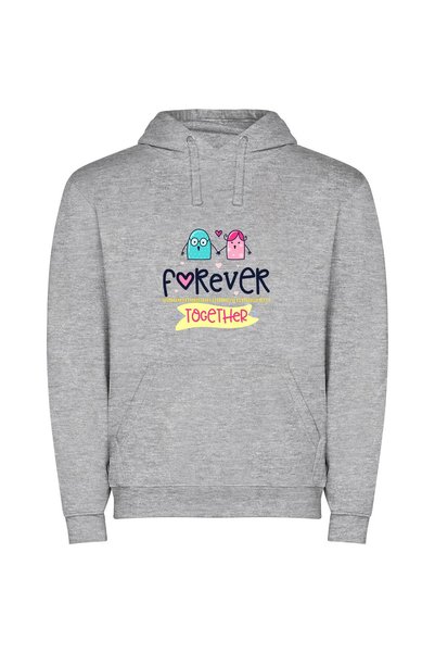 iLovePrints Eternal Cartoon Love Φούτερ με κουκούλα σε χρώμα Γκρι