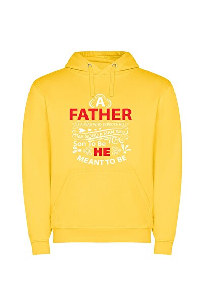 iLovePrints Crimson Legacy: Father's Image Φούτερ με κουκούλα σε χρώμα Κίτρινο