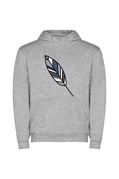 iLovePrints Feathered Geometry Elegance Φούτερ με κουκούλα σε χρώμα Γκρι