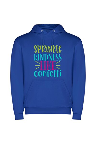 iLovePrints Kindness Sprinkle: Rain of Confetti Φούτερ με κουκούλα σε χρώμα Μπλε