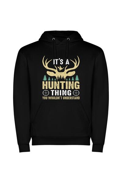 iLovePrints The Evasive Thrill: Hunting Φούτερ με κουκούλα σε χρώμα Μαύρο
